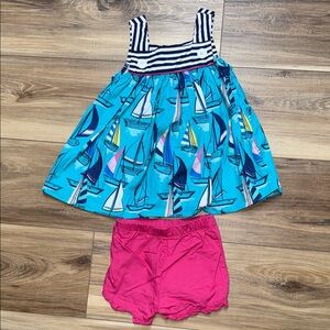 Sailboat Print Dress with Pink Shorts